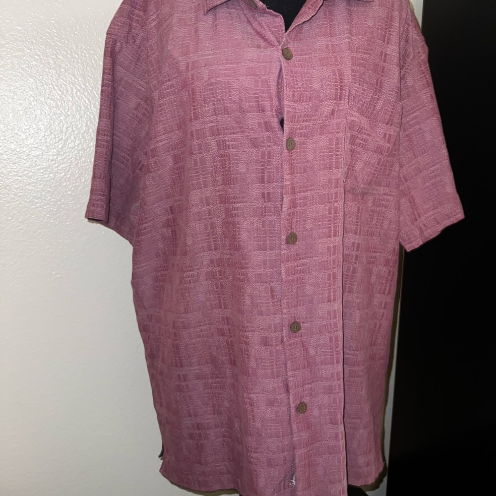 Tommy Bahama Mens Red Textured Short Sleeve Casual Button Down Shirt XL - Picture 2 of 5